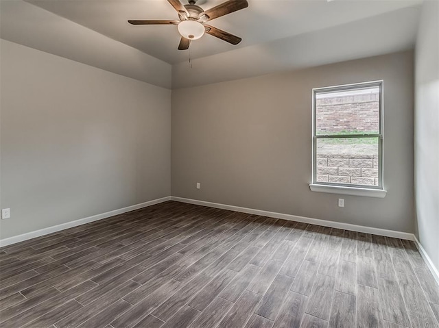 600 Mirano Ln, Edmond, OK 73034 - unfurnished room with dark wood-style flooring and ceiling fan