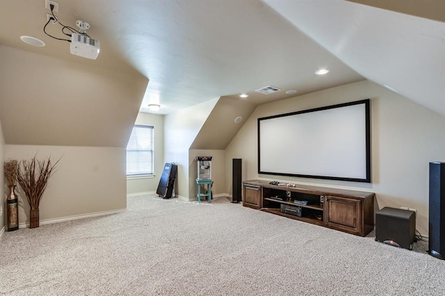 10812 Wild Horse Creek Dr, Yukon, OK 73099 - carpeted cinema featuring lofted ceiling and recessed lighting