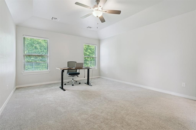 1512 N Kamryn Way, Mustang, OK 73064 - office with plenty of natural light, carpet floors, and ceiling fan