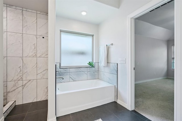 1512 N Kamryn Way, Mustang, OK 73064 - full bath with healthy amount of natural light, a bath, and tile patterned floors