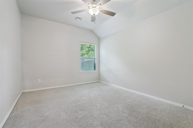 1512 N Kamryn Way, Mustang, OK 73064 - carpeted spare room featuring ceiling fan and lofted ceiling