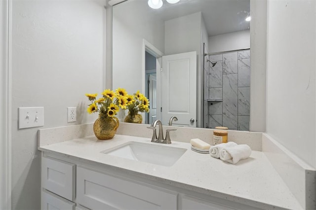 1512 N Kamryn Way, Mustang, OK 73064 - bathroom with vanity and a tile shower
