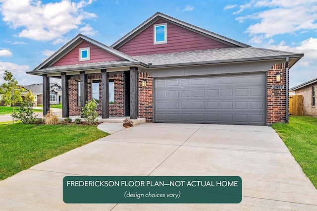 15805 Nighthawk Dr, Moore, OK 73170 - view of front of house featuring brick siding, a front lawn, driveway, and a garage