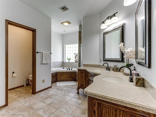 559 Silver Tree Cir, Choctaw, OK 73020 - full bathroom with a garden tub, vanity, and tile patterned flooring