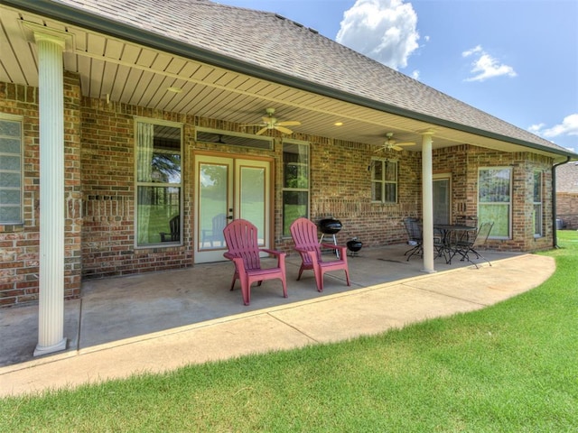 559 Silver Tree Cir, Choctaw, OK 73020 - view of patio with ceiling fan and french doors