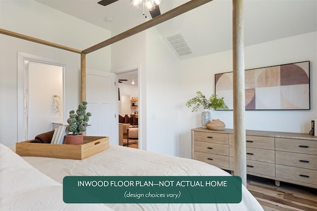 449 Vista Dr, Yukon, OK 73099 - bedroom with wood finished floors and vaulted ceiling