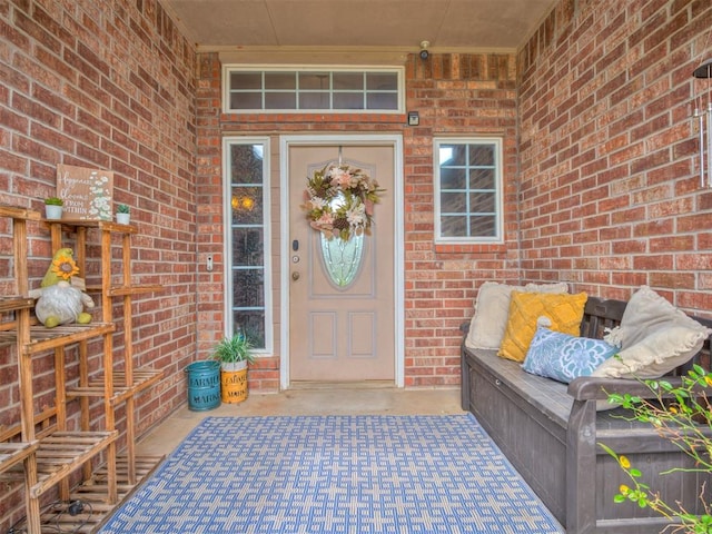 1801 Wagon Trail Blvd, Harrah, OK 73045 - doorway to property featuring brick siding