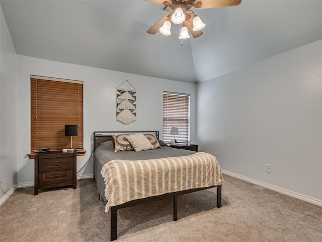1801 Wagon Trail Blvd, Harrah, OK 73045 - bedroom featuring carpet, a ceiling fan, and lofted ceiling