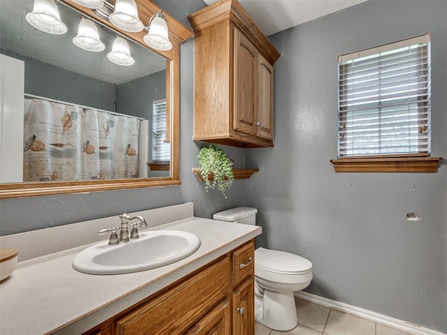 1801 Wagon Trail Blvd, Harrah, OK 73045 - bathroom with tile patterned flooring, vanity, and a shower with curtain