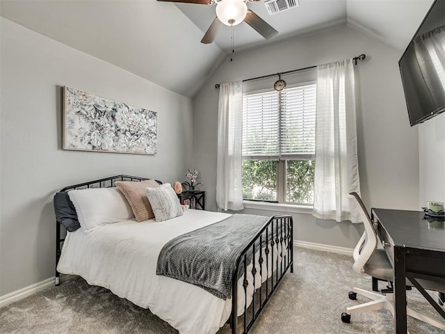 10824 NW 32nd Ter, Yukon, OK 73099 - carpeted bedroom featuring lofted ceiling and ceiling fan