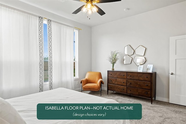 801 Caladium Dr, Yukon, OK 73099 - bedroom featuring carpet floors and a ceiling fan