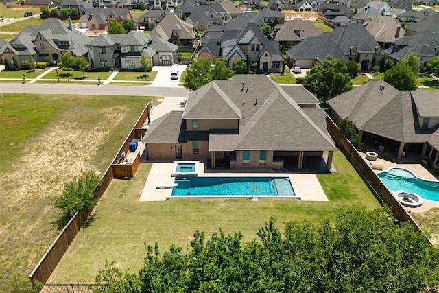 4409 Farm Hill Rd, Norman, OK 73072 - aerial perspective of suburban area featuring a pool