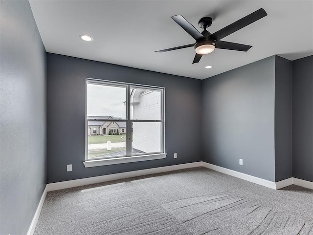 7431 NE Hawk Dr, Piedmont, OK 73078 - empty room with carpet flooring, ceiling fan, and recessed lighting