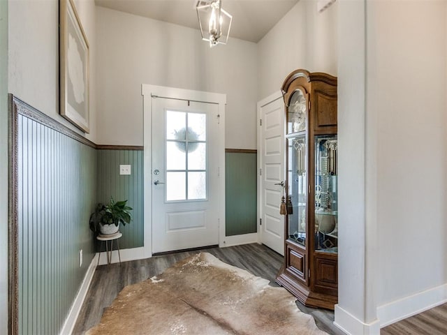 2315 Dixie Dr, Blanchard, OK 73010 - entrance foyer with wood finished floors and a wainscoted wall