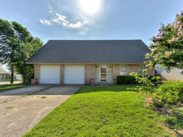 1800 Michael Dr, Edmond, OK 73013 - cape cod home with an attached garage, concrete driveway, brick siding, and a front lawn
