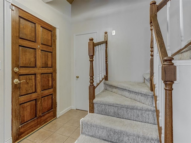 1800 Michael Dr, Edmond, OK 73013 - entryway featuring stairs and light tile patterned floors