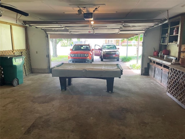 garage with a garage door opener