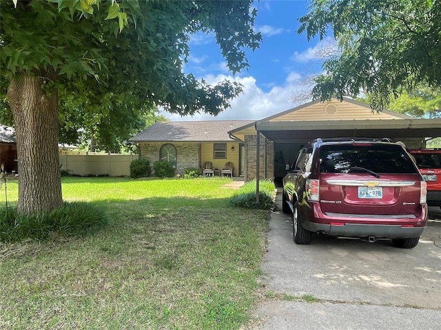 single story home with a carport