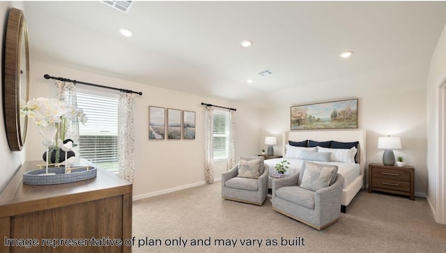 10201 NW 28th Ter, Yukon, OK 73099 - bedroom featuring light carpet and recessed lighting