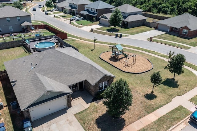 11516 SW 24th St, Yukon, OK 73099 - aerial view of residential area with a pool area