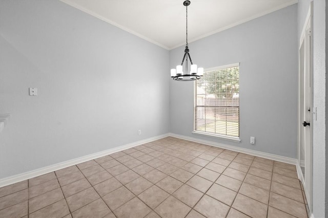 541 SW 154th Ct, Oklahoma City, OK 73170 - unfurnished room with a chandelier, ornamental molding, and light tile patterned floors