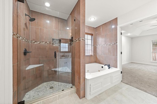541 SW 154th Ct, Oklahoma City, OK 73170 - bathroom featuring a whirlpool tub and a shower stall