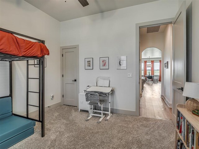 7290 NE Hawk Dr, Piedmont, OK 73078 - carpeted home office with ceiling fan and baseboards