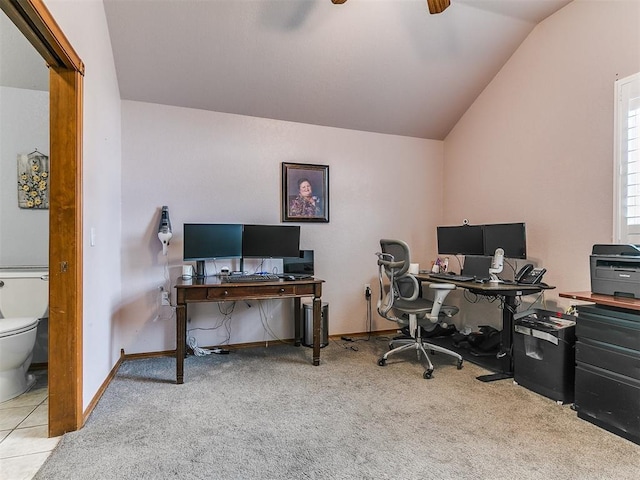 4821 SE 52nd St, Oklahoma City, OK 73135 - carpeted office space featuring vaulted ceiling and a ceiling fan