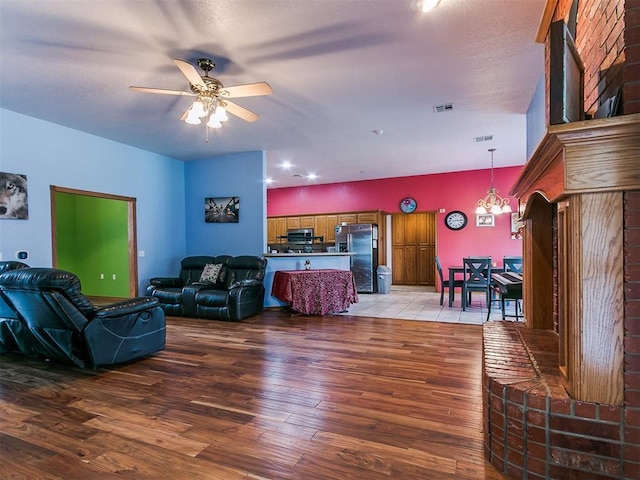 4821 SE 52nd St, Oklahoma City, OK 73135 - living room with light wood-style flooring and ceiling fan
