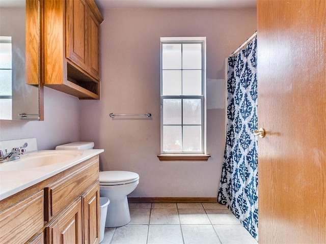 4821 SE 52nd St, Oklahoma City, OK 73135 - bathroom featuring vanity, tile patterned flooring, plenty of natural light, and a shower with curtain