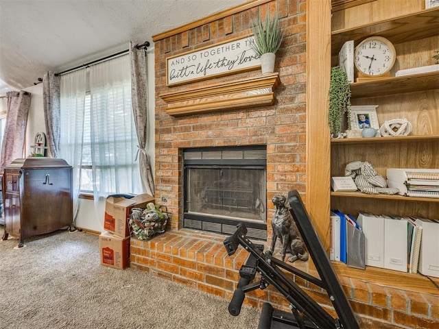 12320 NW 4th St, Yukon, OK 73099 - carpeted living area with a fireplace