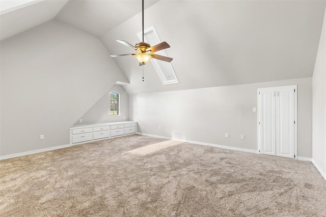 1505 S Augusta Dr, Ada, OK 74820 - additional living space with vaulted ceiling, ceiling fan, and carpet flooring