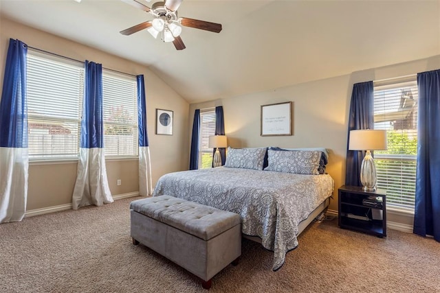 2308 SW 135th St, Oklahoma City, OK 73170 - carpeted bedroom featuring vaulted ceiling and ceiling fan