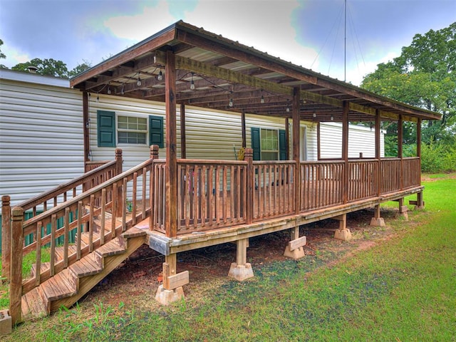 15251 E Waterloo Rd, Arcadia, OK 73007 - wooden deck featuring a lawn