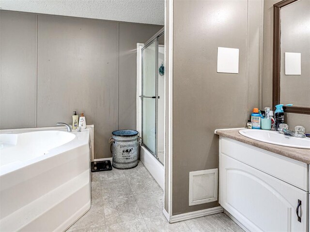 15251 E Waterloo Rd, Arcadia, OK 73007 - full bathroom with a bath, vanity, and an enclosed shower
