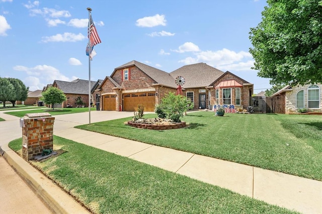 13117 SW 2nd Ter, Yukon, OK 73099 - view of front of house featuring a garage, brick siding, driveway, and roof with shingles