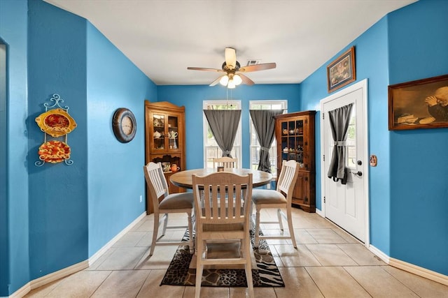 13117 SW 2nd Ter, Yukon, OK 73099 - dining space featuring ceiling fan and light tile patterned floors
