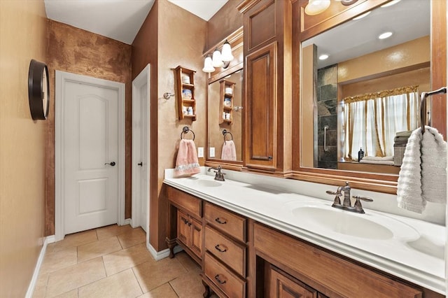 13117 SW 2nd Ter, Yukon, OK 73099 - full bathroom featuring double vanity and tile patterned floors