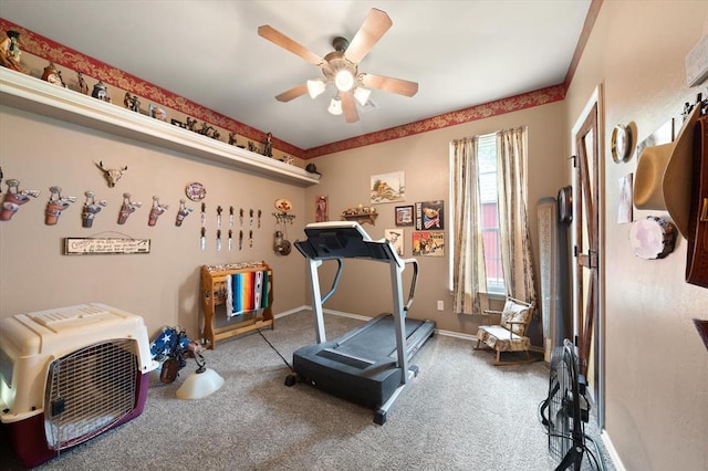 13117 SW 2nd Ter, Yukon, OK 73099 - exercise room featuring ceiling fan and carpet