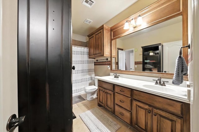 13117 SW 2nd Ter, Yukon, OK 73099 - full bath featuring tile patterned floors, double vanity, and curtained shower
