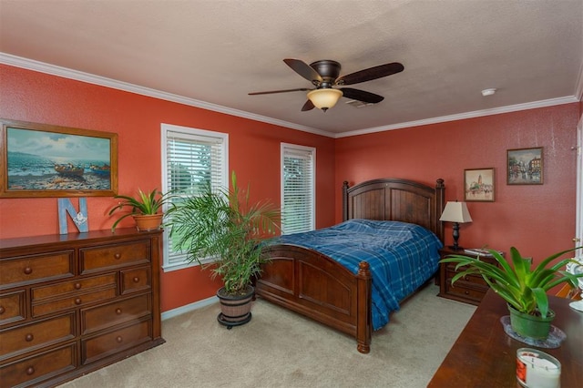 105074 N 3770th Rd, Okemah, OK 74859 - carpeted bedroom with crown molding and ceiling fan