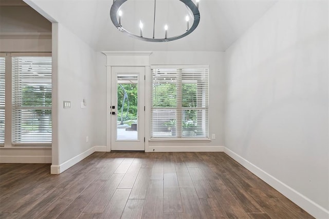 512 NW 186th St, Edmond, OK 73012 - entryway with dark wood-style floors and a chandelier