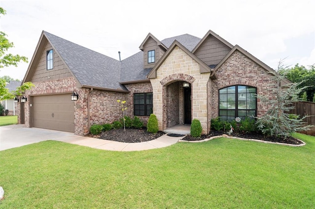 512 NW 186th St, Edmond, OK 73012 - view of front of house with brick siding, roof with shingles, driveway, and a garage