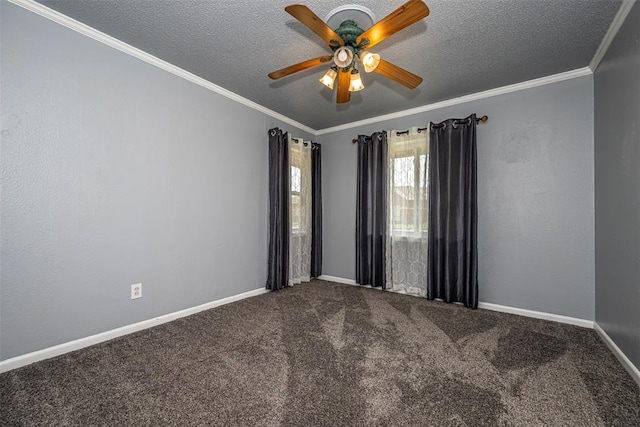 2100 Barclay Rd, Oklahoma City, OK 73120 - carpeted empty room with ceiling fan, a textured ceiling, and ornamental molding