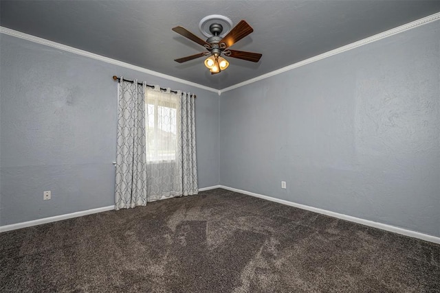 2100 Barclay Rd, Oklahoma City, OK 73120 - empty room with a ceiling fan, carpet flooring, and crown molding