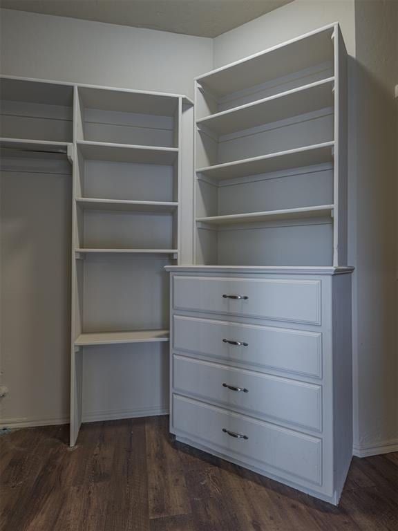 8409 NW 106th St, Oklahoma City, OK 73162 - walk in closet with dark wood-style flooring