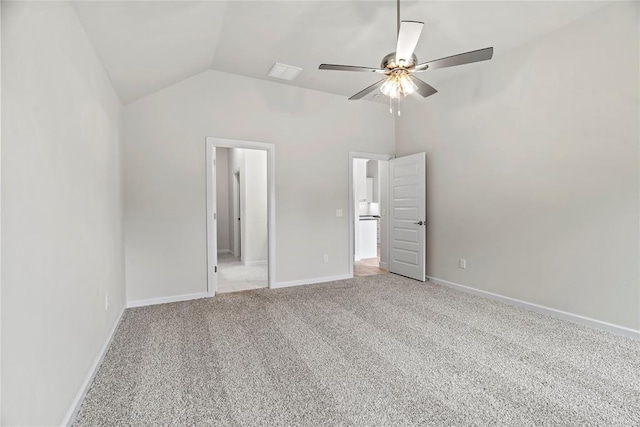 1244 Layla Ln, Blanchard, OK 73010 - unfurnished bedroom with vaulted ceiling, light carpet, and a ceiling fan