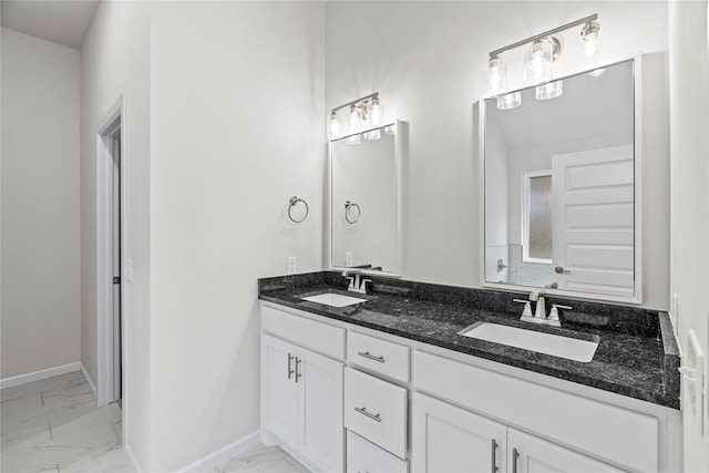 1244 Layla Ln, Blanchard, OK 73010 - bathroom with marble finish flooring and double vanity