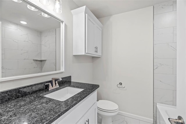 1244 Layla Ln, Blanchard, OK 73010 - bathroom with marble finish floors, vanity, and shower / washtub combination