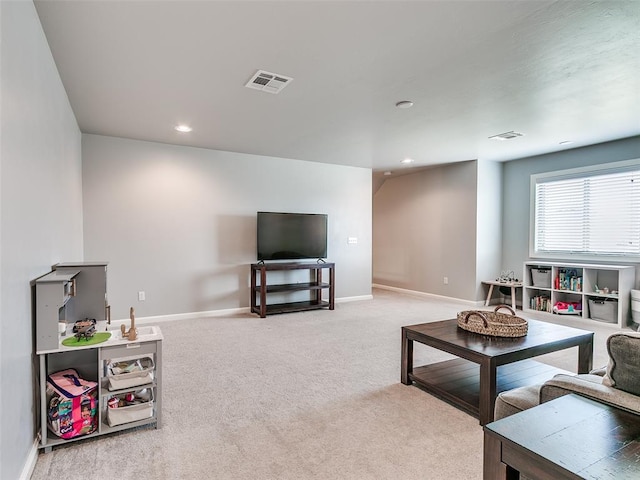 609 Newport Bridge Dr, Edmond, OK 73034 - living room with carpet flooring and recessed lighting